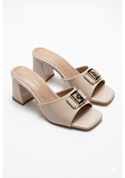 Pierre Cardin 55787 Rugan 7 Cm Yüksekliği Topuklu Kadın Terlik Bej