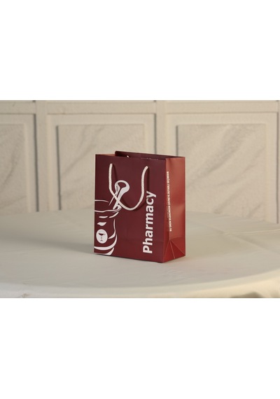 Eczane Karton Çanta Körüklü Bordo 25 Adet 20 x 10 x 23.50 CM
