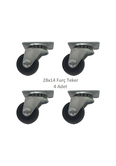 Furç Teker 28 X 14, Bavul, Valiz, Çanta, Servis Sehpası Için 4 Adet Siyah