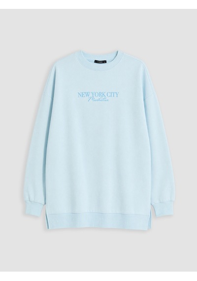 LC Waikiki Lc Waıkıkı Mavi New York City Baskılı Kadın Sweatshirt Tunik