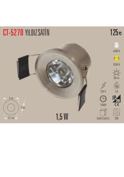 Ct-5270 Yıldız Satin 1.5w Led Spot 10 Adet Beyaz