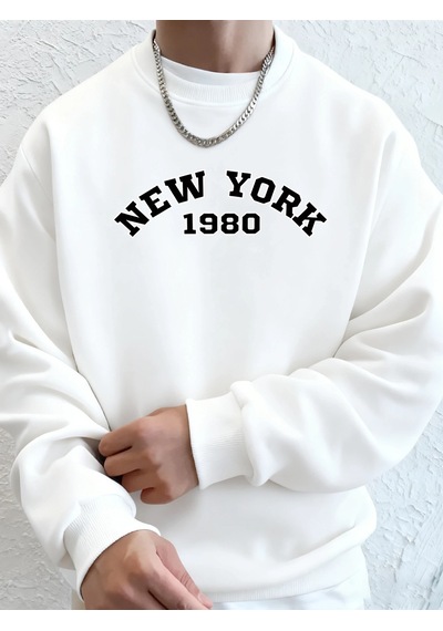 Startmore Tarzsokak New York 1980 Letter Creative Prints Kapüşonlu Kazaklar Erkek Yumuşak Sıcak Kapüşonlular Cep Beyaz