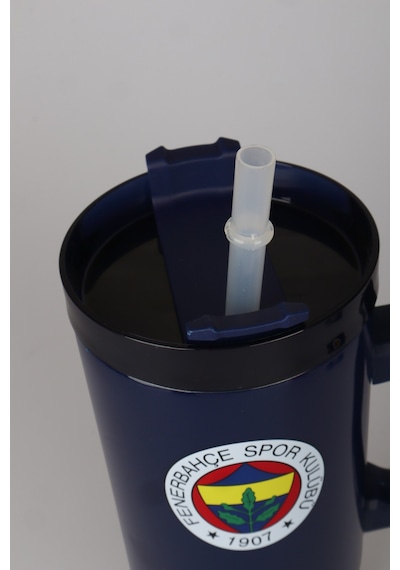 Lisanslı Fenerbahçe Pipetli Kulplu Termos Mug Paslanmaz Çelik Matara 1,20 Litre Altın