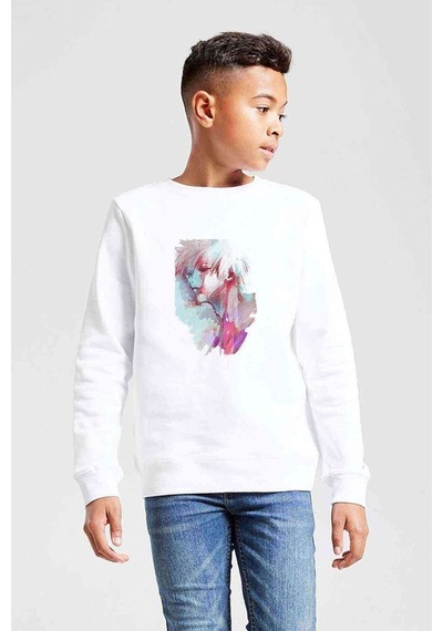 Tshirthane Anime Tokyo Ghoul Anteiku Baskılı Unisex Çocuk Beyaz Sweatshirt (534762707)