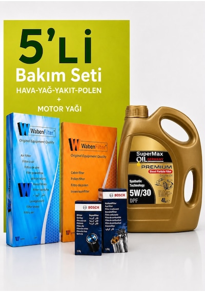 Bosch-waben Renault Megane 1.5 Dizel Filtre Bakım Seti-supermax Oil 5w30 4 Lt 2010-2016 4 Lü