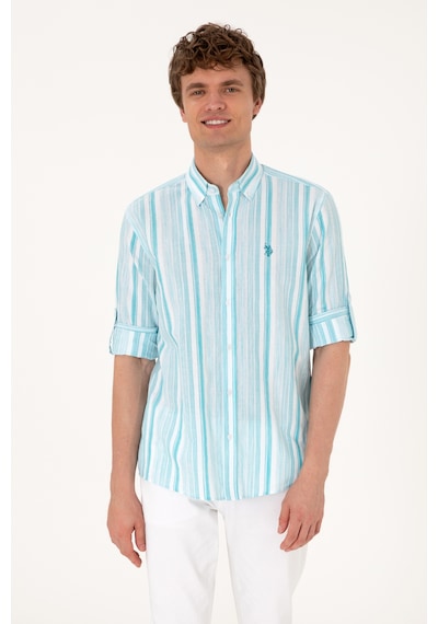 U.s. Polo Assn. Erkek Aqua Gömlek Desenli 50306331-vr007 Aqua