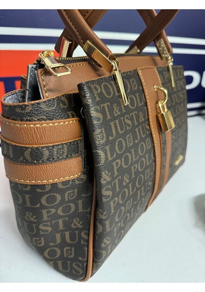 Just Polo Kadın Kahve Taba Gofraj Kabartma Desenli Mıknatıslı Çıtçıt Kapama El Çantası Mh4031mh Kahverengi - Taba