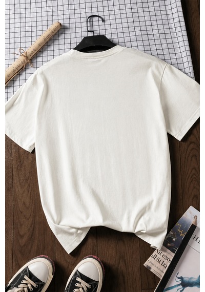 Spoyi Flora Patience Tasarımlı %100 Pamuk Yarım Oversize Beyaz T-lhirt