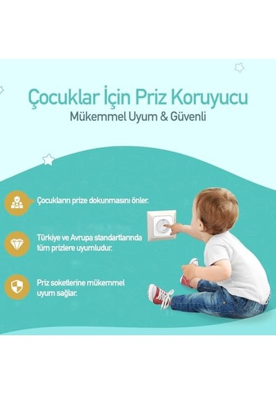 Elektrik Çarpması Önleyici Topraklı Priz Koruyucu Şeffaf Elektirik Piriz Koruması Kapağı Bebek Odası Güvenl
