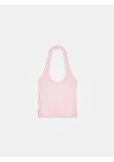Dilvin 32726 Halter Yaka Top-toz Pembe