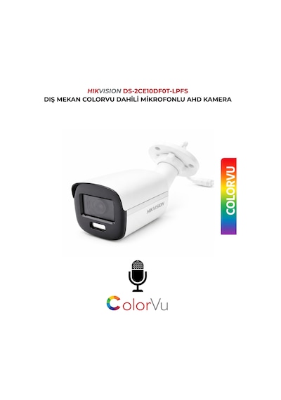 Colorvu Mikrofonlu Güvenlik Kamerası Ds-2ce10df0t-lpfs
