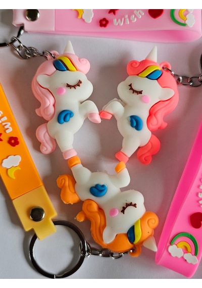 3 Adet Unicorn Silikon Anahtarlığı Ve Çanta Aksesuarı