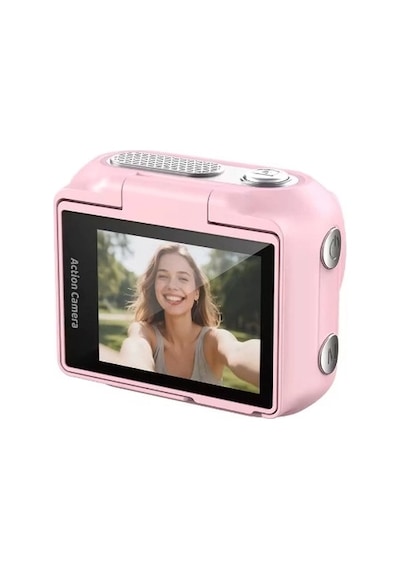 1080p Dijital Video Kamera 32gb Kart Dijital Vlog Fotoğraf Makinesi Türkçe Pembe Standart