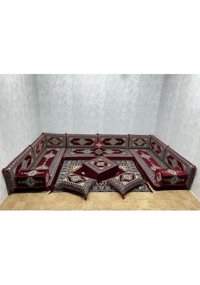 Coton Şark Köşesi Bordo Saraylı Konsept Takım