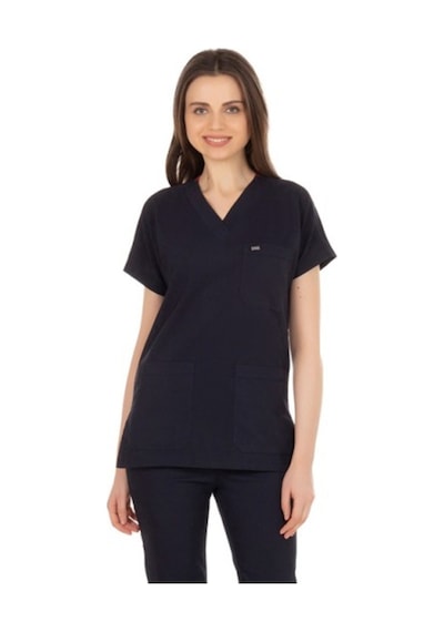 Unisex Likralı Lacivert Doktor / Hemşire Forması