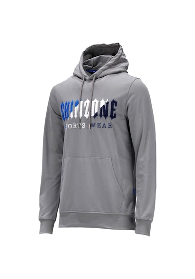 Erkek Standart Fit Kapüşonlu Kabartma Baskılı Gri Sweatshirt 001