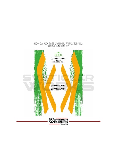 Honda Pcx Far Filmi Sticker Şeffaf Folyo 2025 İnce Model Turuncu