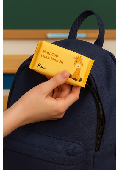Mini Cep Sevimli Hayvan Figürlü Islak Mendil 1 Çoklu Paket