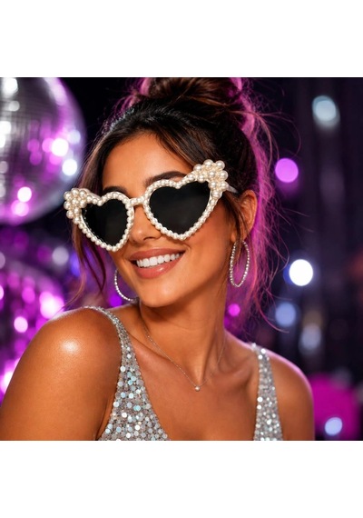 After Party İnci Taşlı Kalp Gözlüğü "