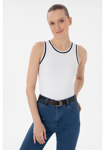 U.S. Polo Assn. Kadın Beyaz Kolsuz Bisiklet Yaka Tişört 50305857-VR013