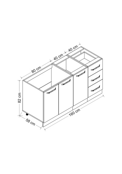 Minar 160 Cm Mutfak Dolabı Beyaz Dore 160-D1-Alt Modül Beyaz