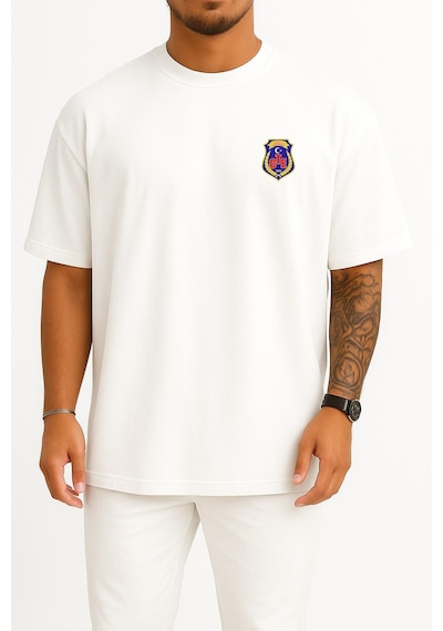 Bahriyeli Collection Oversize Ceza Ve Tevkifevleri Genel Müdürlüğü Cep Ve Sırt Tasarımlı Unisex T-shirt Beyaz