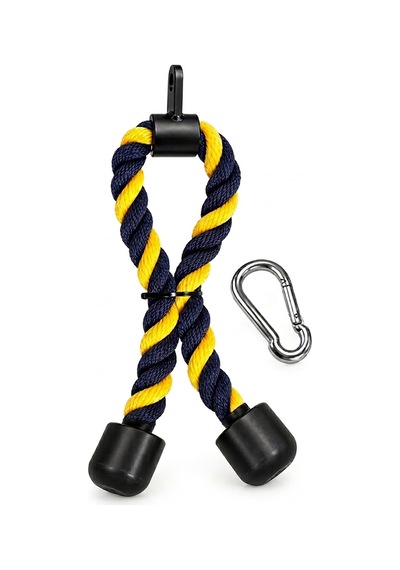 70 Cm 28mm Sarı Lacivert Kalın Profesyonel Triceps Halatı - Rope Pushdown - Cable Egzersiz Aparatı