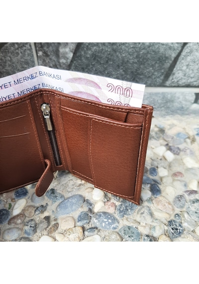 Gvnbag Hakiki Deri Erkek Bozuk Para Gözlü Taba Mini Cüzdan Gvn-0131