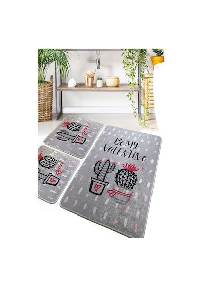 Chilai Home Valentine 3'lü Set Banyo Halısı Djt Taş