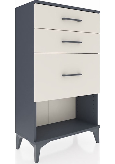 Arges Komodin 3 Çekmeceli 60x30x106 Antrasit-aytaşı Antrasit