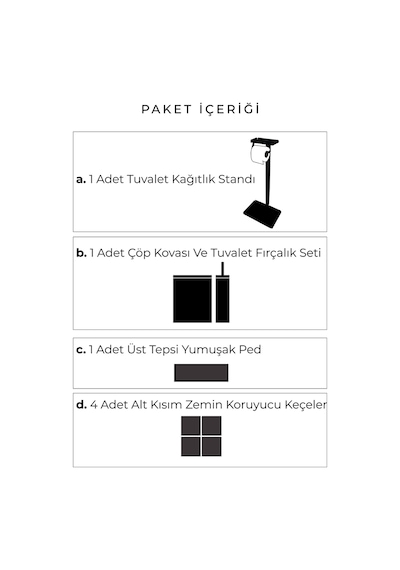 3'ü 1 Arada Banyo Seti Tuvalet Kağıtlık, Çöp Kovası Ve Tuvalet Fırça Takımı Krom - Siyah