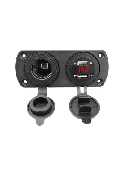 Usb Şarj Cihazı 1a 2.1a Dijital Voltmetre Göstergeli Çakmaklık 12v 24v Pano Tip Çakmak Şarj Söketi