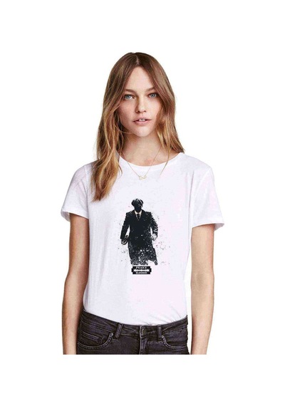 Peaky Blinders Tommy Shelby Black Man Baskılı Beyaz Kadın Tshirt