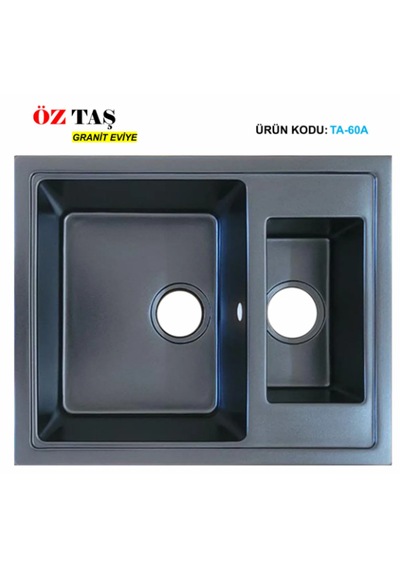 Öztaş TA-60a Granit Mutfak Eviye Antrasit Tek Gözlü 485 x 595 MM