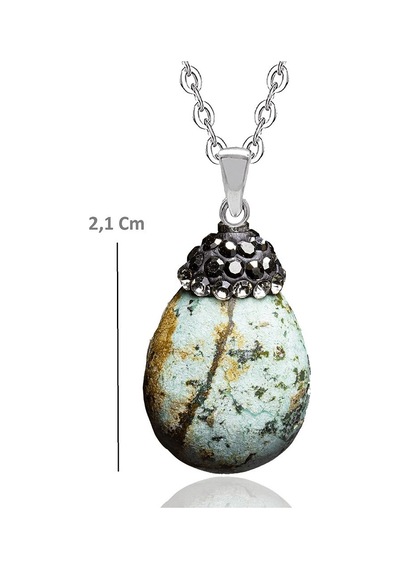 Erilsa Sertifikalı Zirkon Taşlı Firuze Taşı Kolye İran Çok Renkli