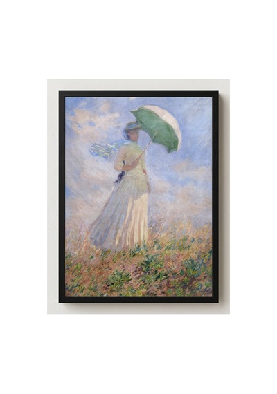Monet Sağa Dönük Şemsiyeli Kadın Çerçevesiz Poster 30x42 Cm A3 Tablo Empresyonist Duvar Dekoru