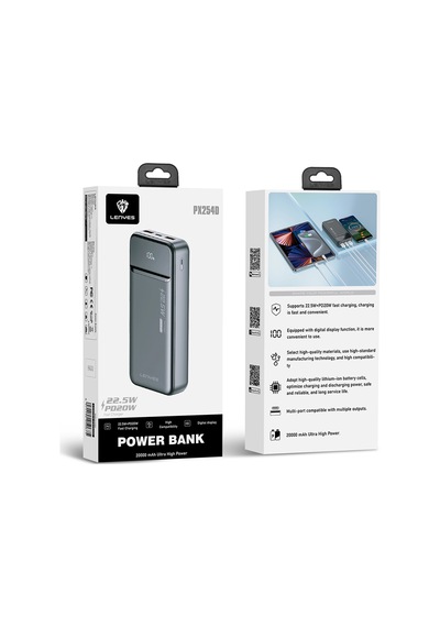Lenyes Px254d Pd 20w Hızlı Şarj Özellikli Dijital Led Göstergeli Powerbank 22.5w 20000mah Gümüş