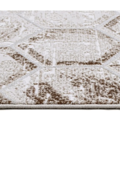Bespoky Argilla Geometrik Modern Salon Halısı Makine Dokuma Krem