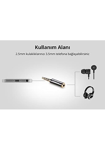 3.5mm'den 2.5mm'ye Jack Dönüştürücü Siyah