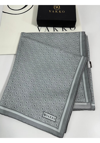 Vakko 90x90 Twill İpek Eşarp - 05470 - 90x90 / Gri Gri