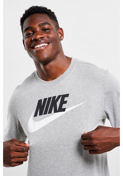 Nike Sportswear Futura Swoosh Logo Tee T Shirt Unisex Baskılı Tişört Gri Gri