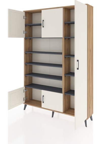 Arges Dolap 11 Raflı 5 Kapaklı 132x30x195 Çam-aytaşı/antrasit Çam