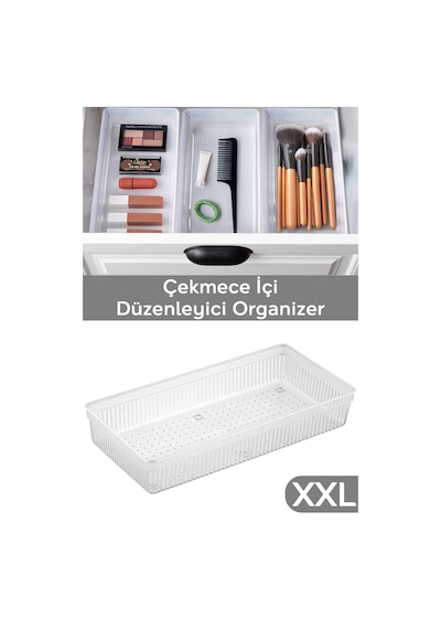 Modüler Çekmece İçi Düzenleyici - Banyo Makyaj Takı Organizer Ofis Düzenleyici 30,5 X 15 Cm Şeffaf