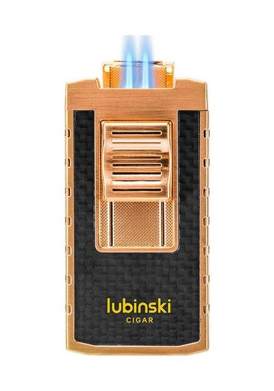 Lubinski Yeni Stil Delicili Çift Torch Puro Çakmağı Gold