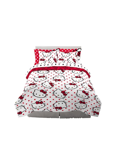 Franco Sanrio Hello Kitty Puantiyeli Yatak Takımı 7 Parça Süper Yumuşak Yorgan Ve Çarşaf Seti, Şamlı, Tam, %100 Resmi Lisanslı Ürün Ürünleri Sku: Mırstk44946dcd2a 50 x 22