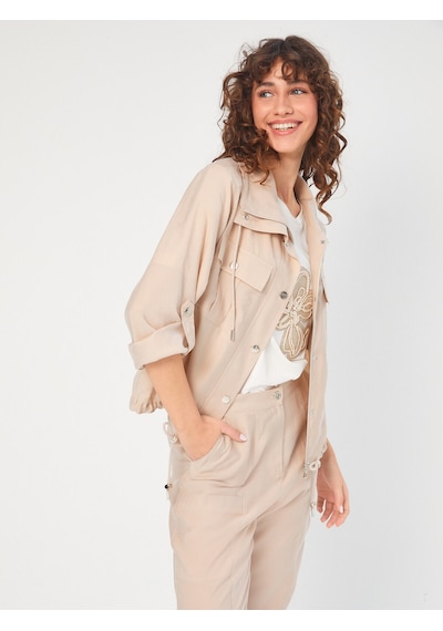Cep Ve Kordon Detaylı Casual Form Tenselli Ceket 68255 U6825534 Bej