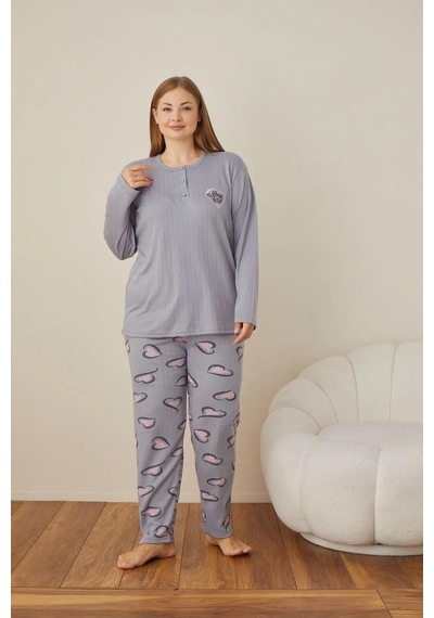 Boyraz Lindros Kadın Pamuklu Düğme Yaka Raporlu İnterlok Battal Pijama Takımı 05102 - 1 Adet Gri Boyraz Lindros Kadın Pamuklu Düğme Yaka Raporlu İnterlok Battal Pijama Takımı 05102 - 1 Adet Gri