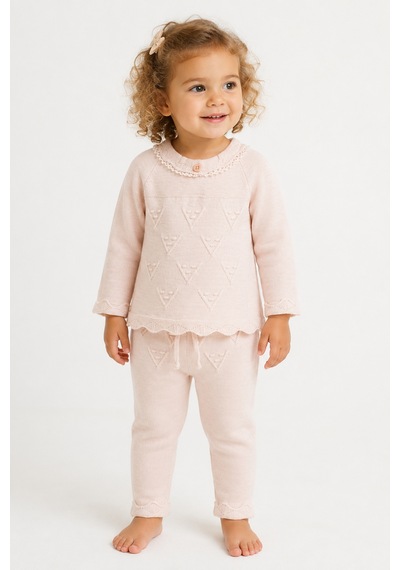 Babyhola Kız Bebek Çam Ağacı Triko Alt Üst 2'li Takım 23123 Pembe