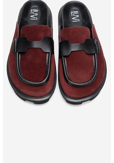Luvishoes Vela Bordo Süet Hakiki Deri Kadın Terlik Bordo