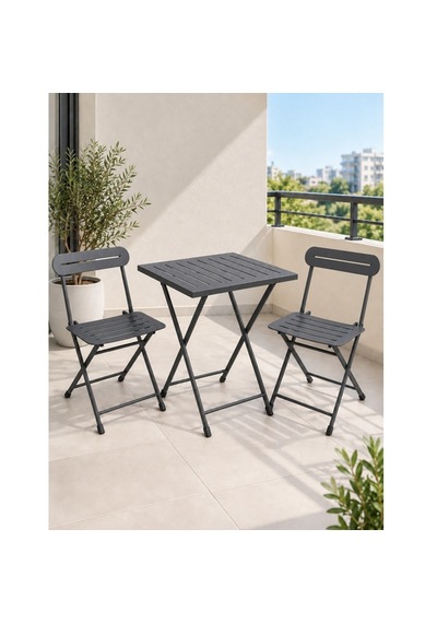 Katlanır Metal Balkon Bahçe Bistro Masa Sandalye Seti 2 Kişilik 1 Masa 2 Sandalye Füme 1647 Katlanır Metal Balkon Bahçe Bistro Masa Sandalye Seti 2 Kişilik 1 Masa 2 Sandalye Füme 1647